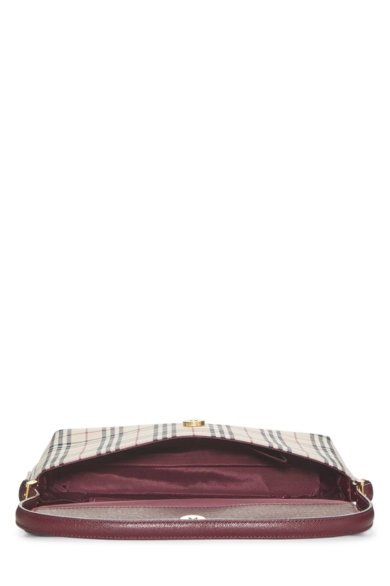 Burgundy Check Jacquard Canvas Shoulder Bag Small, , large image number 5