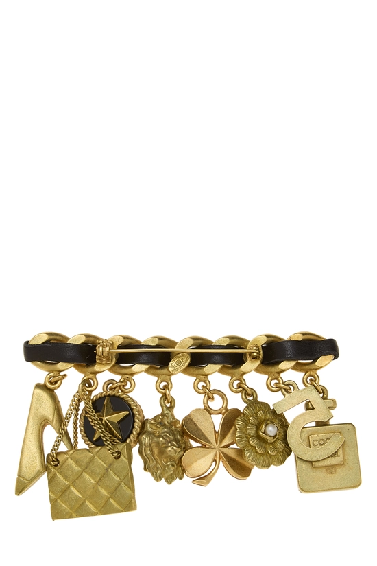 Gold Icon Charms Chain Pin, , large image number 1