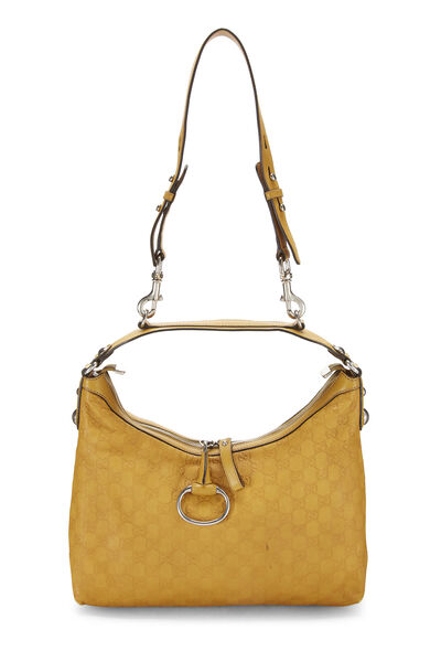Yellow Guccissima Leather Icon Bit Hobo Bag, , large