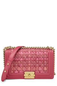 Chanel Pink Quilted Velvet Boy Bag Medium Q6B01A39P7003