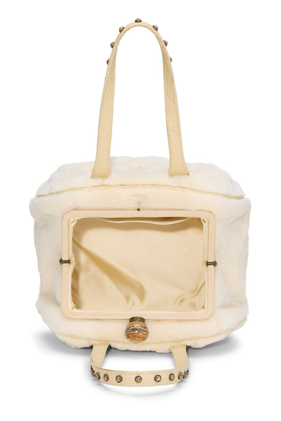 White Mink Cabochons Demi Lune Handbag, , large image number 5