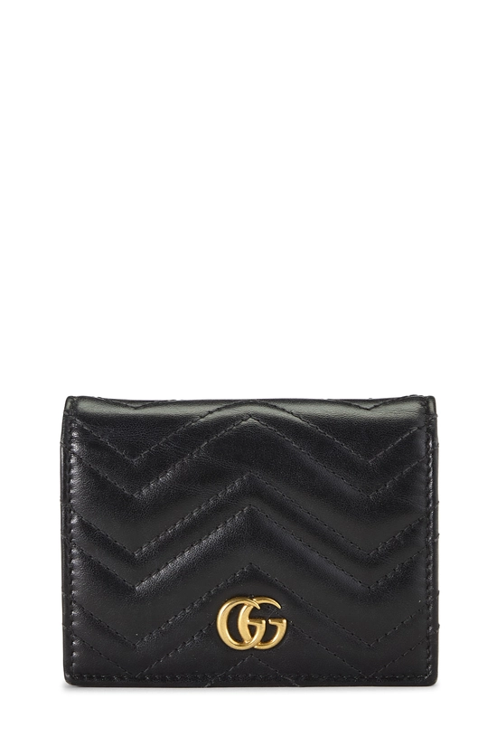 Black Leather GG Marmont Card Case, , large image number 0