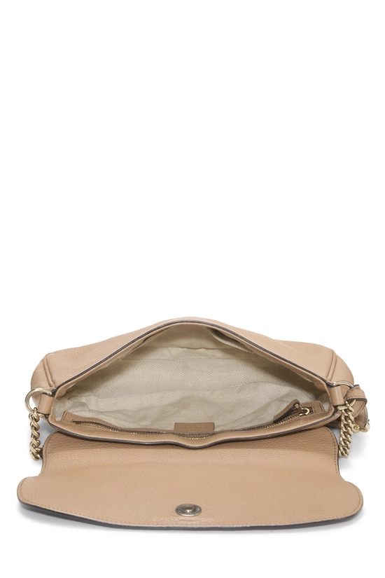 Beige Grained Leather Soho Chain Flap Crossbody, , large image number 5