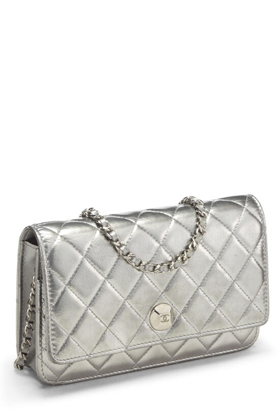 Metallic Silver Quilted Leather CC Wallet on Chain (WOC), , large image number 3