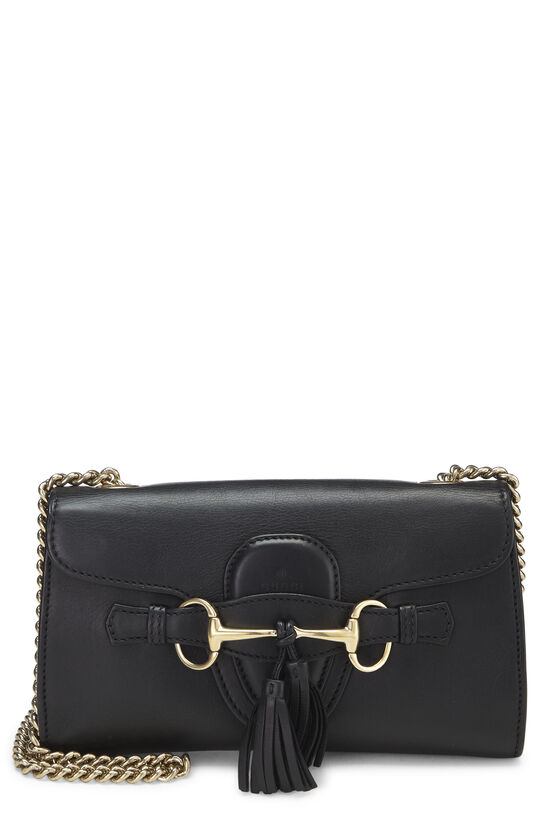 Black Leather Emily Chain Shoulder Bag Small, , large image number 1