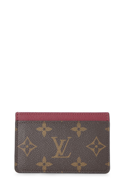 Pink Monogram Canvas Porte Cartes Simple