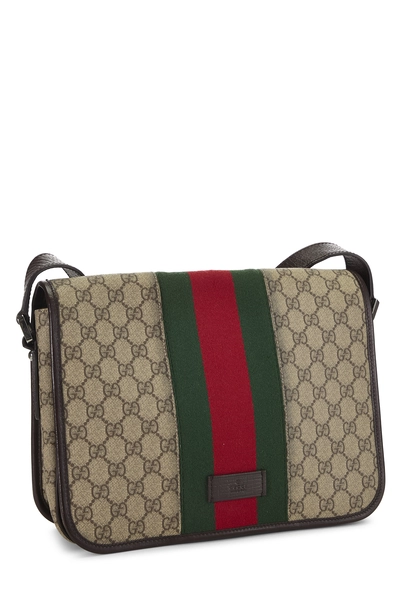 Brown GG Supreme Canvas Web Flap Messenger Bag, , large