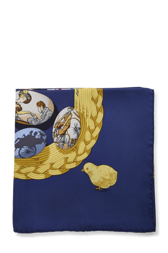 Blue & Multicolor 'Couvee d&rsquo;Hermes' Silk Scarf 90, , large image number 1
