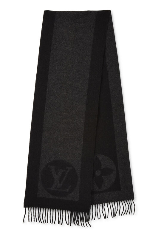 Black Monogram Wool Muffler, , large image number 0