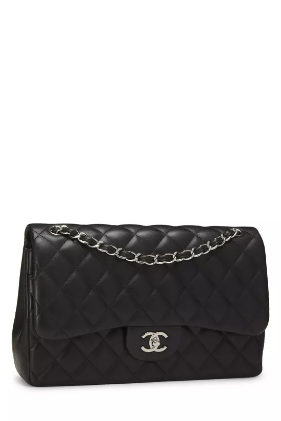 Black Quilted Lambskin New Classic Double Flap Jumbo, , large image number 1