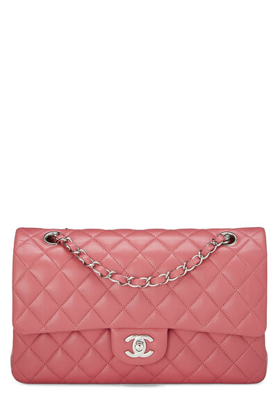 Pink Quilted Lambskin Classic Double Flap Medium