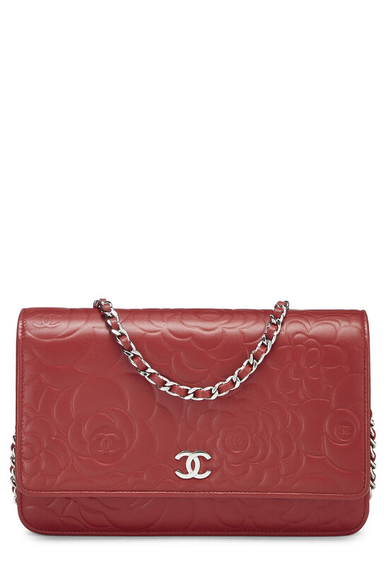 Red Lambskin Camellia Wallet on Chain (WOC), , large image number 0