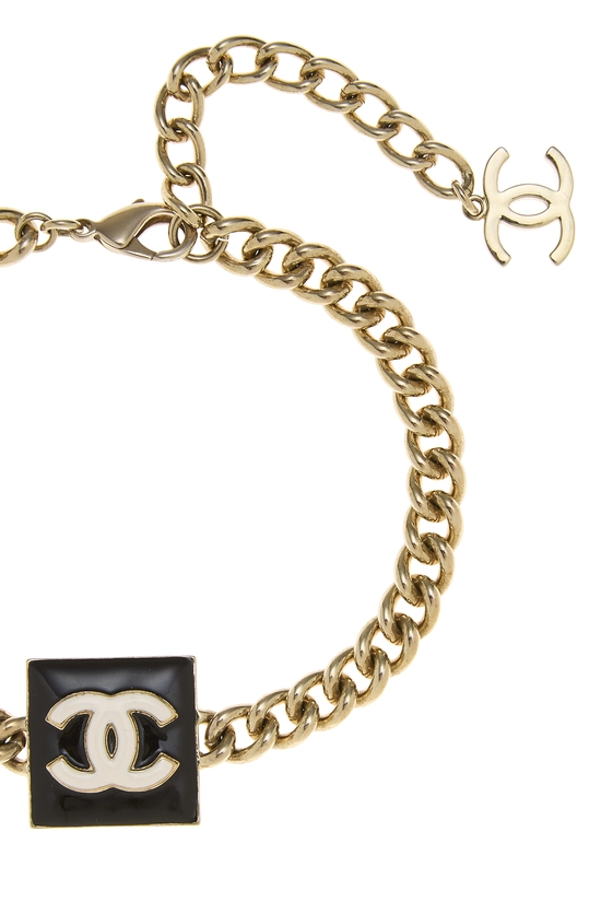 Black Enamel Gold 'CC' Choker, , large image number 1