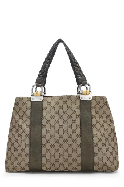 Original GG Canvas Bamboo Bar Tote Large, , large