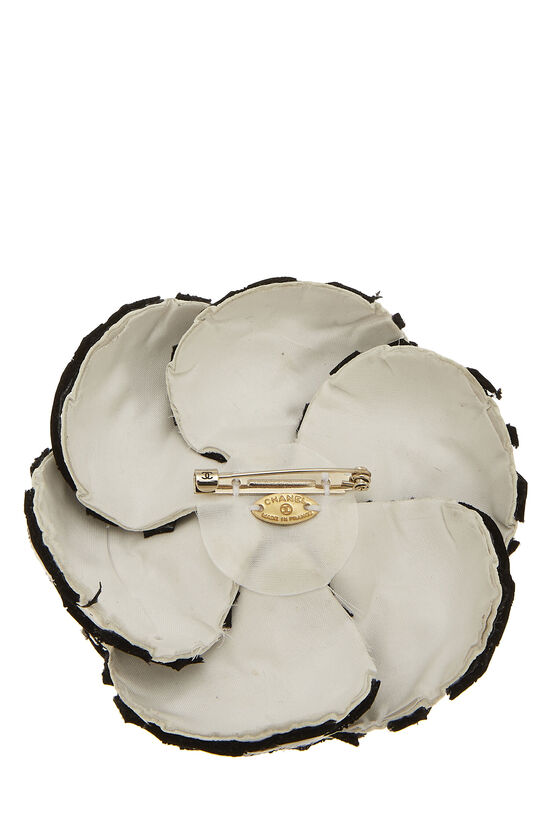 Chanel White & Black Leather Camellia Brooch Q6A1SH1LKB001