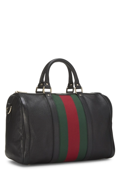 Gucci Black Leather Web Boston Bag Medium — photo 2