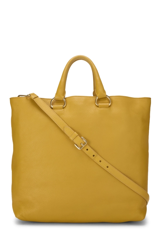 Yellow Vitello Daino Leather Shopping Tote Large, , large image number 3