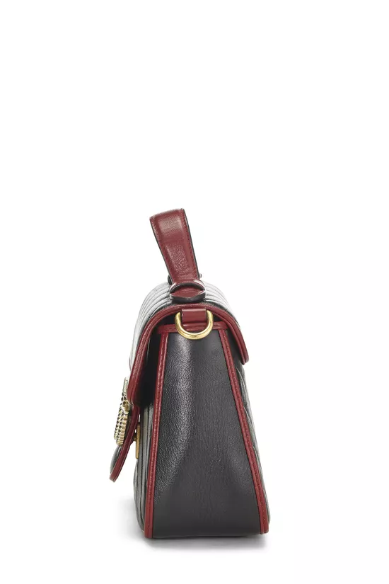 Black Leather Torchon GG Marmont Top Handle Bag Mini, , large image number 2