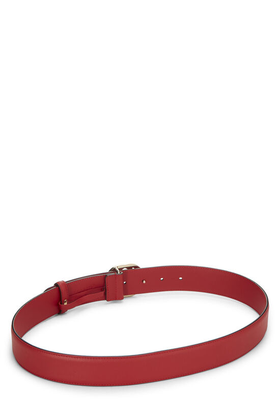 Red Leather Interlocking GG Belt, , large image number 2