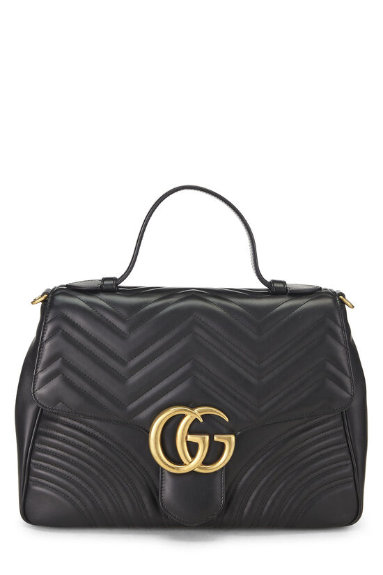 Black Leather GG Marmont Top Handle Shoulder Bag Medium, , large image number 0