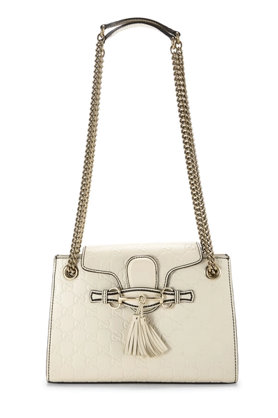 White Guccissima Leather Emily Chain Shoulder Bag