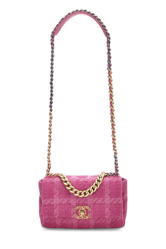 Pink Quilted Tweed 19 Flap Bag Medium, , large image number 3