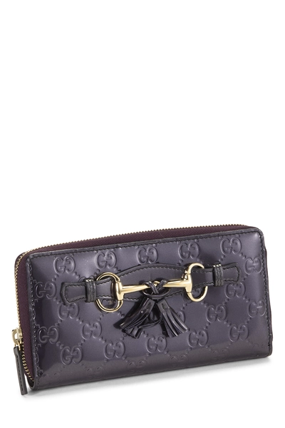 Purple Patent Leather Guccissima Zip Around Continental Wallet, , large