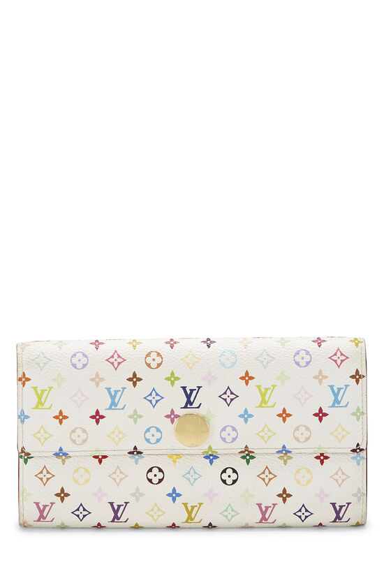 Takashi Murakami X Louis Vuitton White Monogram Multicolore Sarah Wallet  QJA0DQNCWB020