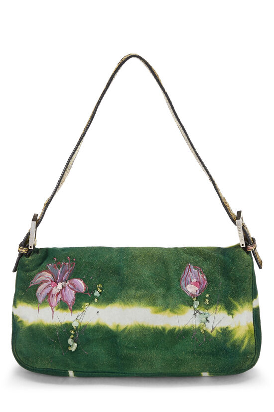 Green and Multicolor Floral Suede Baguette, , large image number 4