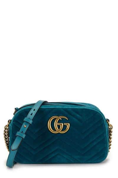 Gucci Blue Velvet GG Marmont Crossbody Bag Small