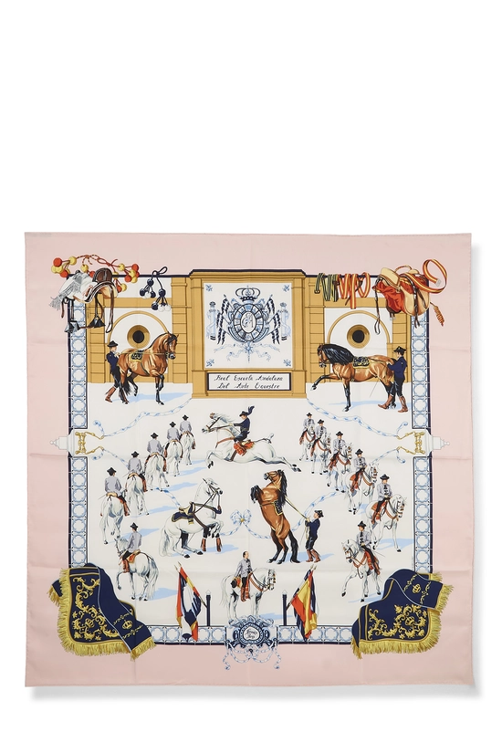 Pink & Multicolor 'Real Escuela Andaluza' Silk Scarf 90, , large image number 0