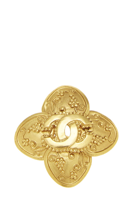 Chanel Vintage Chanel Four Leaf Clover & CC Logo Gold-Tone Long Chain