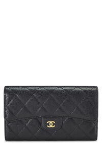 CHANEL Caviar Quilted Large Flap Wallet Black 1297228