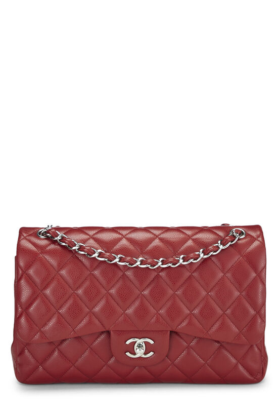 Chanel Red Quilted Caviar New Classic Double Flap Jumbo Q6BAQP0FR4018