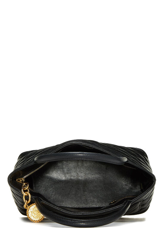 Black Quilted Caviar Medallion Tote