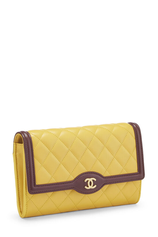 Yellow & Burgundy Quilted Lambskin Wallet On Chain (WOC), , large image number 2