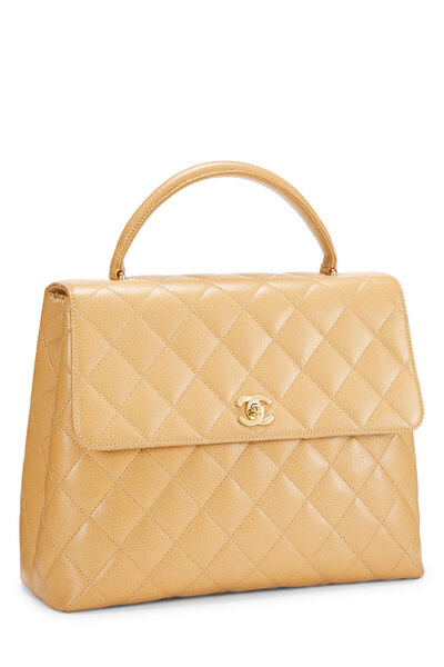 Beige Quilted Caviar Kelly, , large