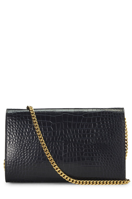 Navy Embossed Cassandra Monogram Wallet on Chain (WOC), , large image number 3
