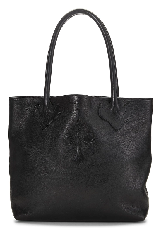 Black Leather Cross Patch Tote, , large image number 0