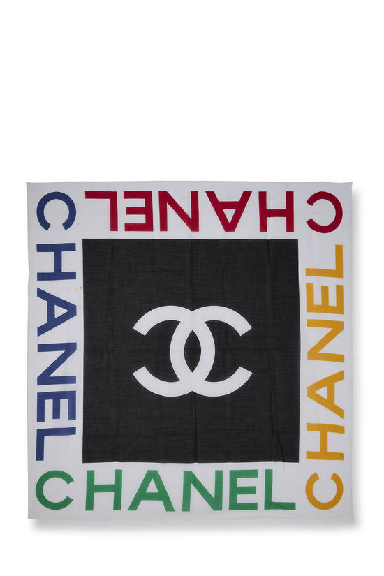 Multicolored 'CC' Cotton Scarf, , large image number 0