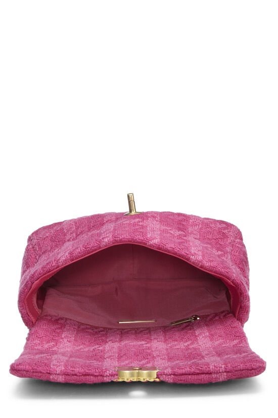 Pink Quilted Tweed 19 Flap Bag Medium, , large image number 8
