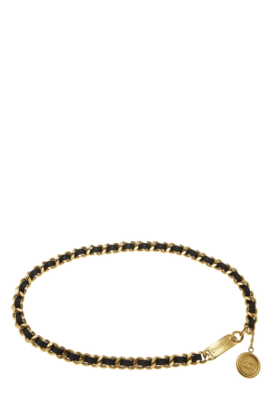 Black & Gold 'CC' Chain Belt, , large image number 0