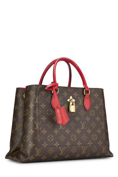 Red Monogram Canvas Flower Tote, , large