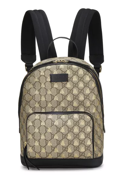 Black GG Supreme Canvas Bee Backpack Small