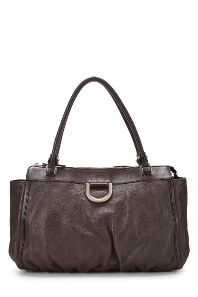 Brown Guccissima D-Ring Abbey Zip Tote