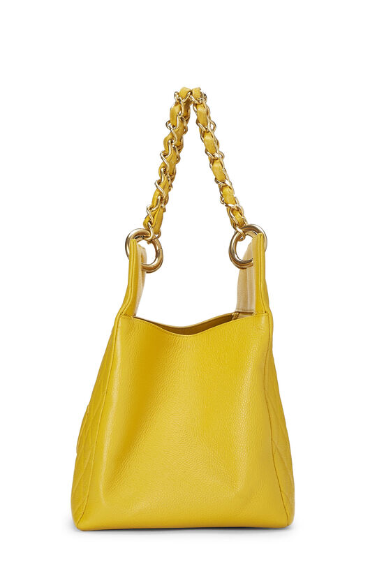 Yellow Quilted Caviar 'CC' Chain Tote, , large image number 4
