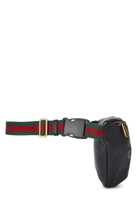 Black Leather Logo Printed Belt Bag, , large image number 2
