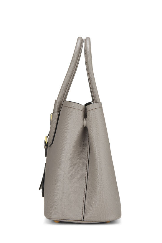 Grey Saffiano Leather Cuir Double Tote Small, , large image number 2