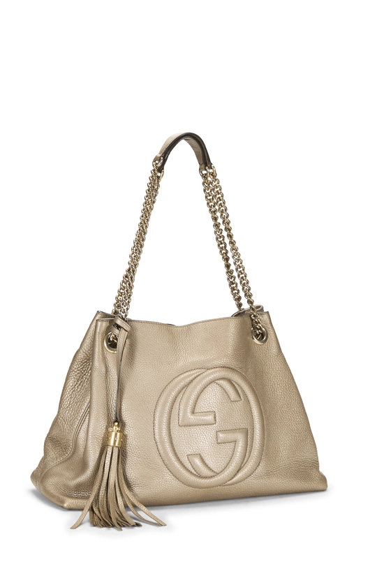 Gold Metallic Leather Soho Chain Tote, , large image number 1