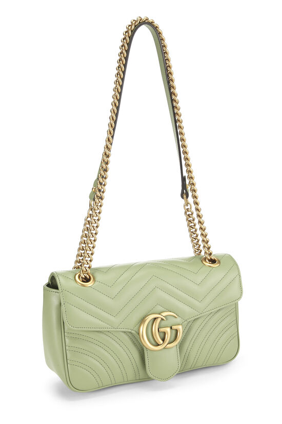 Green Leather Torchon GG Marmont Shoulder Bag Small, , large image number 1